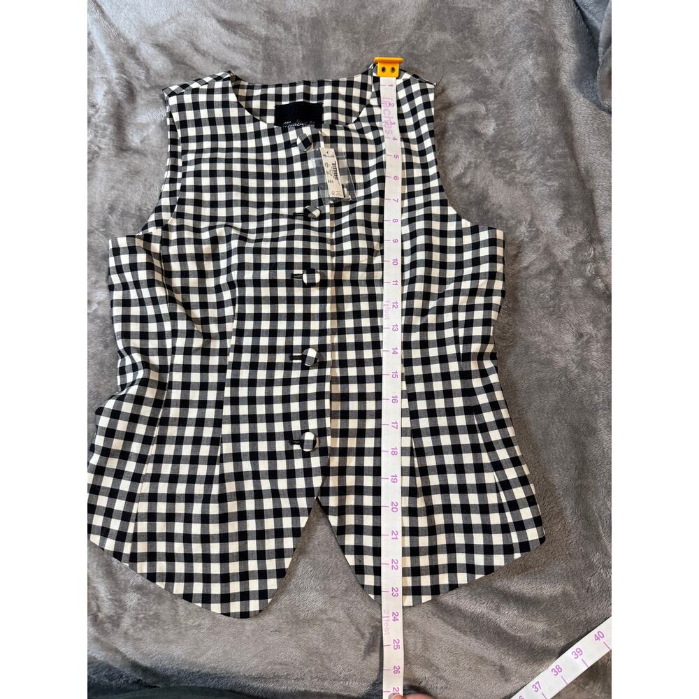 NWT Madewell Single-Breasted Crewneck Vest True Black White Checkered - Picture 9 of 12
